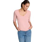 Kurzarmshirt ZERO "Damen Shirt mit V-Ausschnitt", Damen, Gr. 40, rosa (bridal rose), Obermaterial: 95% Baumwolle, 5% Elasthan, Basic, figurbetont normal, V-Ausschnitt, Shirts, Aufschlag / Krempel (722