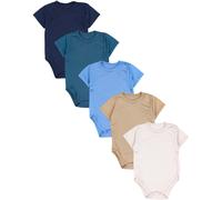 Kurzarmwickelbody TUPTAM "Wickelbody Baby Jungen Kurzarm Wickelbody 5er Set", Jungen, Gr. 74, N-Gr, blau (beige hellbeige petrolgrün jeansblau dunkelblau), Obermaterial: 100% Baumwolle CO., Bodys (160