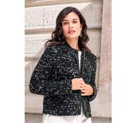 Kurzblazer ALBA MODA "Kurzjacke Kurzjacke", Damen, Gr. 40, schwarz (schwarz, grün), Obermaterial: 56% Polyester PES. 27% Polyacryl PAN. 12% Wolle WO. 5% sonstige Fasern AF., Modern, Blazer Kurzblazer