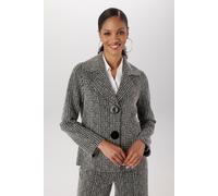 Kurzblazer ANISTON SELECTED, Damen, Gr. 36, schwarz, weiß, Bouclé;Sweatware, Obermaterial: 69% Polyester, 28% Viskose, 3% Elasthan, Strukturmuster, kariert, lässig geschnitten hüftlang, Blazer Kurzbla