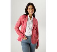 Kurzblazer ANISTON SELECTED, Damen, Gr. 48, beige, koralle, Jersey, Obermaterial: 67% Polyester, 31% Viskose, 2% Elasthan, animal-print, gemustert, figurbetont hüftlang, Blazer Kurzblazer, in trendy J