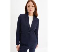 Kurzblazer BONPRIX "Kurzblazer", Damen, Gr. 40, blau (dunkelblau), Obermaterial: 95% Polyester, 5% Elasthan. Futter: 100% Polyester, festlich, slim fit, Blazer Kurzblazer, eleganter Stil, Slim Fit, au