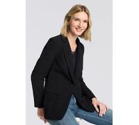 Kurzblazer BOSS ORANGE "Jabla Premium Damenmode", Damen, Gr. 44, schwarz 001, Crêpe, Obermaterial: 87% Polyester, 13% Elasthan, unifarben, tailliert hüftbedeckend, Blazer Kurzblazer, aus knitterarmem