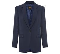 Kurzblazer BOSS ORANGE "Jabla Premium Damenmode", Damen, Gr. 46, dunkelblau 408, Crêpe, Obermaterial: 87% Polyester, 13% Elasthan, unifarben, tailliert hüftbedeckend, Blazer Kurzblazer, aus knitterarm