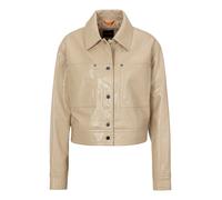 Kurzblazer BOSS ORANGE "Jelt Premium Damenmode", Damen, Gr. 44, beige (open beige 287), Web, Obermaterial: 100% Polyester, unifarben, mit Knopf, Blazer Kurzblazer, cropped (73097639-44)