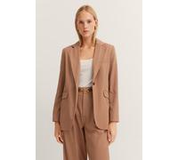 Kurzblazer BUGATTI, Damen, Gr. 38, braun (50, beige), 70% Polyester, 25% Viskose, 5% Elasthan, unifarben, normal, gerader Abschluss, Blazer Kurzblazer, aus elastischem Viskosemix (34064702-38) 50, bei