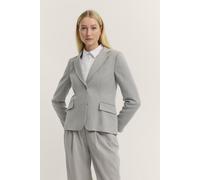 Kurzblazer BUGATTI, Damen, Gr. 46, grau (240, grau), 63% Polyester, 34% Viskose, 3% Elasthan, unifarben, normal, normaler Saum, Blazer Kurzblazer, mit Streifen (39627834-46) 240, grau