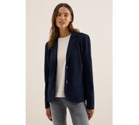 Kurzblazer CECIL, Damen, Gr. L42, blau (urban dunkelblau), Stoff, 74% Viskose, 24% Polyester, 2% Elasthan, unifarben, normal normal, V-Ausschnitt, abgesteppt, Blazer Kurzblazer, mit Reverskragen (3048