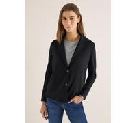 Kurzblazer CECIL, Damen, Gr. M (40), schwarz, Stoff, 66% Viskose, 30% Polyester, 4% Elasthan, unifarben, regular fit normal, V-Ausschnitt, abgesteppt, Blazer Kurzblazer, mit Reverskragen (77351528-M) 