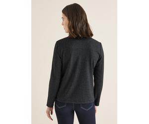 Kurzblazer CECIL, Damen, Gr. M (40), schwarz, Stoff, 79% Polyester, 18% Viskose, 3% Elasthan, unifarben, regular fit normal, V-Ausschnitt, abgesteppt, Blazer Kurzblazer, mit Reverskragen (84144266-M)