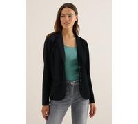 Kurzblazer CECIL, Damen, Gr. S38, grün (schwarz), Stoff, 74% Viskose, 24% Polyester, 2% Elasthan, unifarben, normal normal, V-Ausschnitt, abgesteppt, Blazer Kurzblazer, mit Reverskragen (10833940-S) s