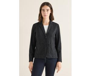 Kurzblazer CECIL, Damen, Gr. XL (44), schwarz, Stoff, 79% Polyester, 18% Viskose, 3% Elasthan, unifarben, regular fit normal, V-Ausschnitt, abgesteppt, Blazer Kurzblazer, mit Reverskragen (84144266-XL