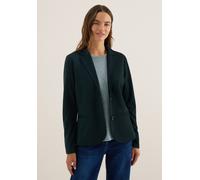 Kurzblazer CECIL, Damen, Gr. XXL46, grün (ink grün), Stoff, 74% Viskose, 24% Polyester, 2% Elasthan, unifarben, normal normal, V-Ausschnitt, abgesteppt, Blazer Kurzblazer, mit Reverskragen (42822668-X