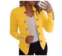 Kurzblazer Damen Blazer Langarm Elegant Blazerjacke Einfarbig Slim Business Blazer Sportlich Jack Reverskragen Jacke Revers Vorne Offener Büro Arbeits Blazer Leicht Freizeit Cropped Blazerjacke Anzug