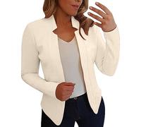 Kurzblazer Damen Festlich - Sommerblazer Damen Leicht Kurz Blazer Damen Elegant, Kurz 3/4 Ärmel Blazer Für Damen Slim Fit Blazer Büro Arbeit Keine Knöpfe Damenjacken/Anzugjacke