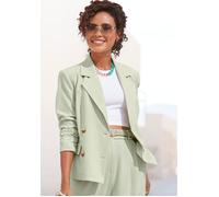 Kurzblazer LASCANA Gr. 44, grün (schilfgrün) Damen Blazer mit doppelreihigem Knopfverschluss Bestseller (57334430-44)