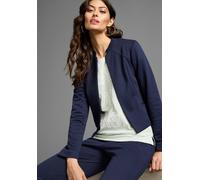 Kurzblazer LAURA SCOTT, Damen, Gr. 38, blau (marine), Web, Obermaterial: 60% Baumwolle, 40% Polyester. Futter: 100% Polyester, unifarben, figurbetont kurz, Blazer Kurzblazer, im sportiven Look (143708