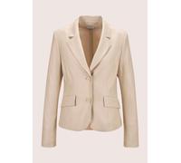 Kurzblazer MADELEINE "Blazer Floraler Kurzblazer mit Reverskragen", Damen, Gr. 34, beige (berber), Obermaterial: 54% Leinen LI. 36% Viskose CV. 9% Polyester PES. 1% Elasthan EL., Modern, normal, Blaze