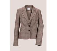 Kurzblazer MADELEINE "Blazer Glencheckblazer mit Stretchkomfort", Damen, Gr. 44, braun (cappuccino, taupe), Obermaterial: 62% Polyester PES. 35% Viskose CV. 3% Elasthan EL., Blazer Kurzblazer (1511314
