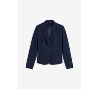 Kurzblazer BONPRIX "Kurzblazer", Damen, Gr. 42, blau (dunkelblau), Obermaterial: 95% Polyester, 5% Elasthan. Futter: 100% Polyester, festlich, slim fit, Blazer Kurzblazer, eleganter Stil, Slim Fit, au