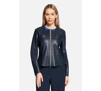 Jackenblazer BETTY BARCLAY "Damen mit Reißverschluss", Damen, Gr. 38, blau (dunkelblau), Obermaterial: 100% Polyurethan, 100% Polyester, sehr schmal normal, Rundhals, Blazer (13417069-38) dunkelblau