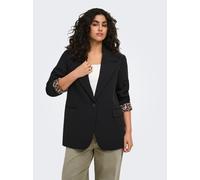 Kurzblazer ONLY CARMAKOMA "CARLANA-BERRY L/S REG BLAZER TLR", Damen, Gr. 46, schwarz (schwarz detail:leo lining), Web, Obermaterial: 87% Polyester, 13% Elasthan, unifarben, regular fit normal, V-Aussc