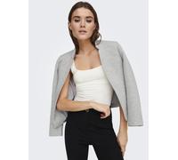 Kurzblazer ONLY "ONLADDY-LINEA L/S SHORT BLAZER CC TLR", Damen, Gr. 38M, grau (light grau melange), Web, Obermaterial: 65% Polyester, 35% Baumwolle, meliert, regular fit normal, tiefer V-Ausschnitt, B