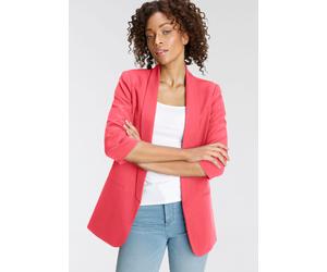 Kurzblazer ONLY "ONLELLA - Femininer Blazer mit 3/4-Ärmeln und Raffung", Damen, Gr. 36, pink (sun kissed coral), Web, Obermaterial: 95% Polyester, 5% Elasthan, unifarben, V-Ausschnitt, Blazer Kurzblaz