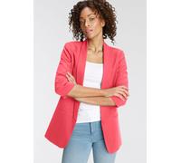 Kurzblazer ONLY "ONLELLA - Femininer Blazer mit 3/4-Ärmeln und Raffung", Damen, Gr. 38, pink (sun kissed coral), Web, Obermaterial: 95% Polyester, 5% Elasthan, unifarben, V-Ausschnitt, Blazer Kurzblaz