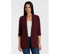 Kurzblazer ONLY "ONLELLA - Femininer Blazer mit 3/4-Ärmeln und Raffung", Damen, Gr. 46, grün (port royale), Web, Obermaterial: 95% Polyester, 5% Elasthan, unifarben, V-Ausschnitt, Blazer Kurzblazer, r