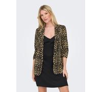Kurzblazer ONLY "ONLELLY 3/4 LIFE BLAZER AOP TLR", Damen, Gr. 38, braun (nomad aop:w leo), Obermaterial: 95% Polyester, 5% Elasthan, bedruckt, regular fit, Blazer Kurzblazer (77524519-38) nomad aop:w