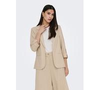 Kurzblazer ONLY "ONLGOA 3/4 UNLINE LINEN BL BLAZER CC TLR", Damen, Gr. 38, oxford tan, Web, Obermaterial: 70% Viskose, 30% Leinen, unifarben, loose fit normal, V-Ausschnitt, Blazer Kurzblazer, mit Lei