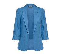 Kurzblazer ONLY "ONLGOA 3/4 UNLINE LINEN BL BLAZER CC TLR", Damen, Gr. 38, riviera, Web, Obermaterial: 70% Viskose, 30% Leinen, unifarben, loose fit normal, V-Ausschnitt, Blazer Kurzblazer, mit Leinen