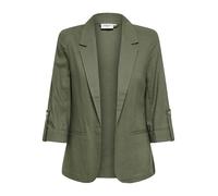 Kurzblazer ONLY "ONLGOA 3/4 UNLINE LINEN BL BLAZER CC TLR", Damen, Gr. 38, smokey olive, Web, Obermaterial: 70% Viskose, 30% Leinen, unifarben, loose fit normal, V-Ausschnitt, Blazer Kurzblazer, mit L