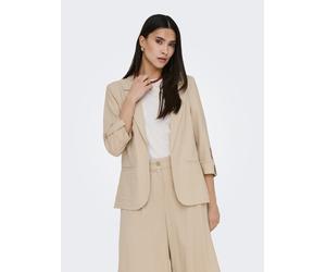 Kurzblazer ONLY "ONLGOA 3/4 UNLINE LINEN BL BLAZER CC TLR", Damen, Gr. 40, oxford tan, Web, Obermaterial: 70% Viskose, 30% Leinen, unifarben, loose fit normal, V-Ausschnitt, Blazer Kurzblazer, mit Lei
