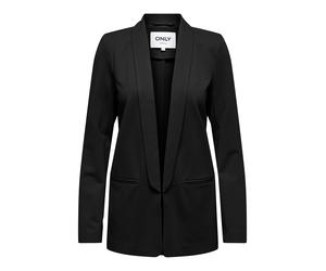 Kurzblazer ONLY "ONLPOPTRASH-ELLY LIFE L/S BLAZER TLR", Damen, Gr. 36, schwarz, Milano Rib, Obermaterial: 63% Viskose, 32% Nylon, 5% Elasthan, unifarben, regular fit normal, tiefer V-Ausschnitt, Blaze