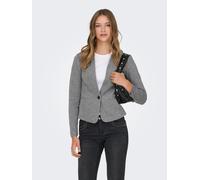 Kurzblazer ONLY "ONLSELKIE L/S MEL FIT BLAZER TLR", Damen, Gr. 38, grau (light grau melange), Jersey, Obermaterial: 66% Polyester, 34% Baumwolle, meliert, regular fit taillenbedeckt, V-Ausschnitt, Bla