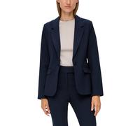 Kurzblazer S.OLIVER BLACK LABEL, Damen, Gr. 46, blau, Web, Obermaterial: 47% Polyester, 47% Viskose, 6% Elasthan, unifarben, regular fit hüftlang, V-Ausschnitt, Blazer Kurzblazer, mit Stretch und 1-Kn