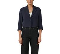 Kurzblazer S.OLIVER BLACK LABEL, Damen, Gr. 48, navy, Web, Obermaterial: 93% Polyester, 7% Elasthan, unifarben, normal taillenlang, tiefer V-Ausschnitt, Blazer Kurzblazer, 3/4-Arm mit Stretch (3761705