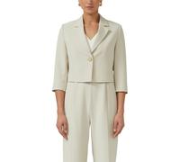 Kurzblazer S.OLIVER BLACK LABEL, Damen, Gr. 48, sand, Web, Obermaterial: 93% Polyester, 7% Elasthan, unifarben, normal taillenlang, tiefer V-Ausschnitt, Blazer Kurzblazer, 3/4-Arm mit Stretch (9398986