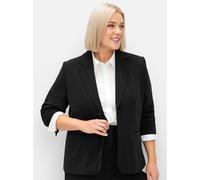 Kurzblazer SHEEGO "Blazer", Damen, Gr. 54, schwarz, 100% Polyester, Blazer Kurzblazer (48492021-54) schwarz