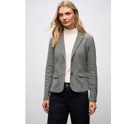 Kurzblazer STREET ONE, Damen, Gr. 34, schwarz, Web, Obermaterial: 61% Baumwolle, 37% Polyester, 2% Elasthan; Futter: 100% Polyester, unifarben, normal normal, V-Ausschnitt, abgesteppt, Blazer Kurzblaz
