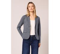 Kurzblazer STREET ONE, Damen, Gr. 34, shadowed navy, Stoff, 83% Polyester, 14% Viskose, 3% Elasthan; shadowed navy melange: 73% Polyester, 24% Viskose, 3% Elasthan, Jacquardmuster, regular fit normal,