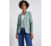 Kurzblazer STREET ONE, Damen, Gr. 36, blau (nile blau meliert), Stoff, Obermaterial: 72% Polyester, 25% Viskose, 3% Elasthan; Futter: 100% Polyester, unifarben, normal normal, V-Ausschnitt, abgesteppt