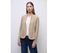 Kurzblazer STREET ONE, Damen, Gr. 36, sanded beige, Web, 55% Baumwolle, 40% Polyester, 5% Elasthan, Jacquardmuster, regular fit normal, V-Ausschnitt, abgesteppt, Blazer Kurzblazer, im soften Baumwoll-