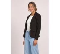 Kurzblazer STREET ONE, Damen, Gr. 38, braun (schwarz coffee meliert), Stoff, 70% Polyester, 27% Viskose, 3% Elasthan, unifarben, normal normal, V-Ausschnitt, abgesteppt, Blazer Kurzblazer, mit Reversk