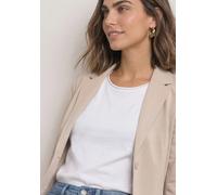 Kurzblazer STREET ONE, Damen, Gr. 38, clay sand meliert, Web, Obermaterial: 93% Baumwolle, 7% Elasthan. Futter: 100% Polyester, unifarben, regular fit normal, V-Ausschnitt, abgesteppt, Blazer Kurzblaz