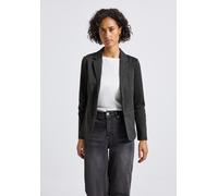 Kurzblazer STREET ONE, Damen, Gr. 38, grün (schwarz), Stoff, Obermaterial: 84% Polyester, 13% Viskose, 3% Elasthan; Futter: 100% Polyester, unifarben, normal normal, V-Ausschnitt, abgesteppt, Blazer K