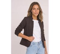 Kurzblazer STREET ONE, Damen, Gr. 40, braun (schwarz coffee meliert), Stoff, 76% Polyester, 23% Baumwolle, 1% Elasthan, unifarben, regular fit normal, V-Ausschnitt, normaler Saum, Blazer Kurzblazer, m