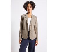 Kurzblazer STREET ONE, Damen, Gr. 40, morning beige meliert, Web, Obermaterial: 93% Baumwolle, 7% Elasthan; Futter: 100% Elasthan, unifarben, normal normal, V-Ausschnitt, abgesteppt, Blazer Kurzblazer